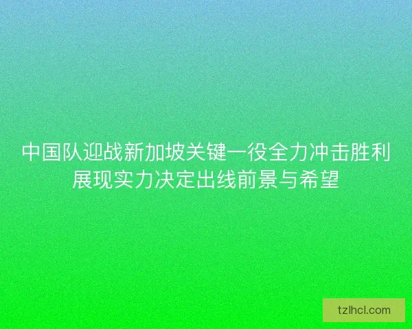中国队迎战新加坡关键一役全力冲击胜利展现实力决定出线前景与希望
