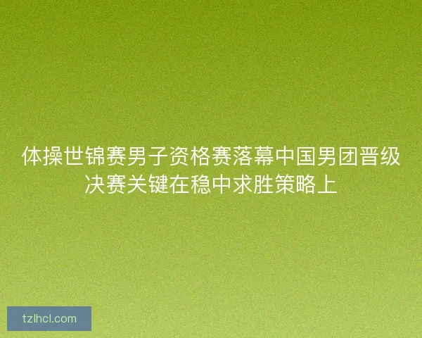 体操世锦赛男子资格赛落幕中国男团晋级决赛关键在稳中求胜策略上