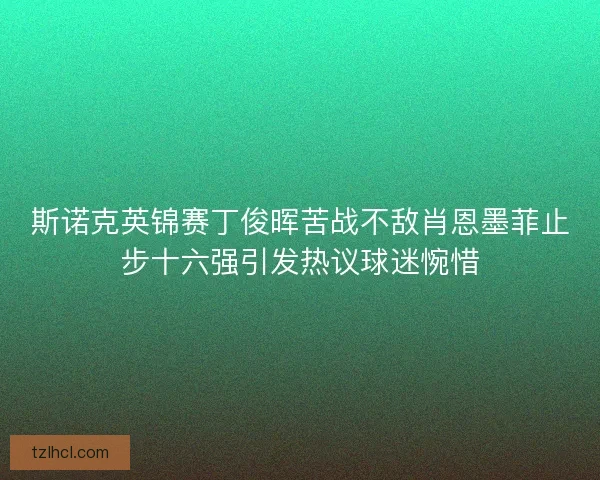 斯诺克英锦赛丁俊晖苦战不敌肖恩墨菲止步十六强引发热议球迷惋惜