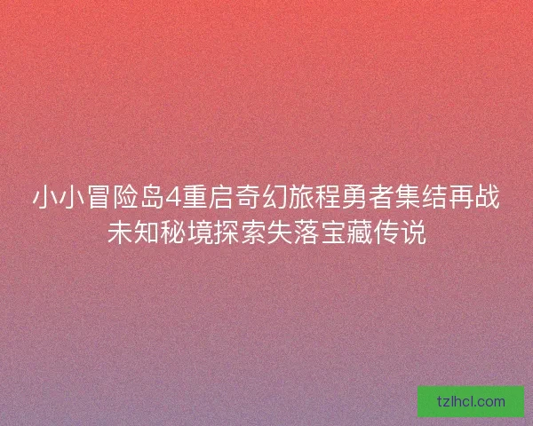 小小冒险岛4重启奇幻旅程勇者集结再战未知秘境探索失落宝藏传说